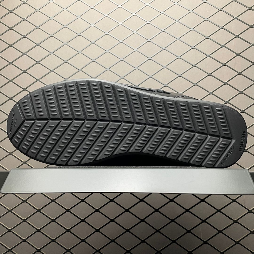 Louis Vuitton LV Runner Monogram Embossed Black Leather Low-Top Sneakers