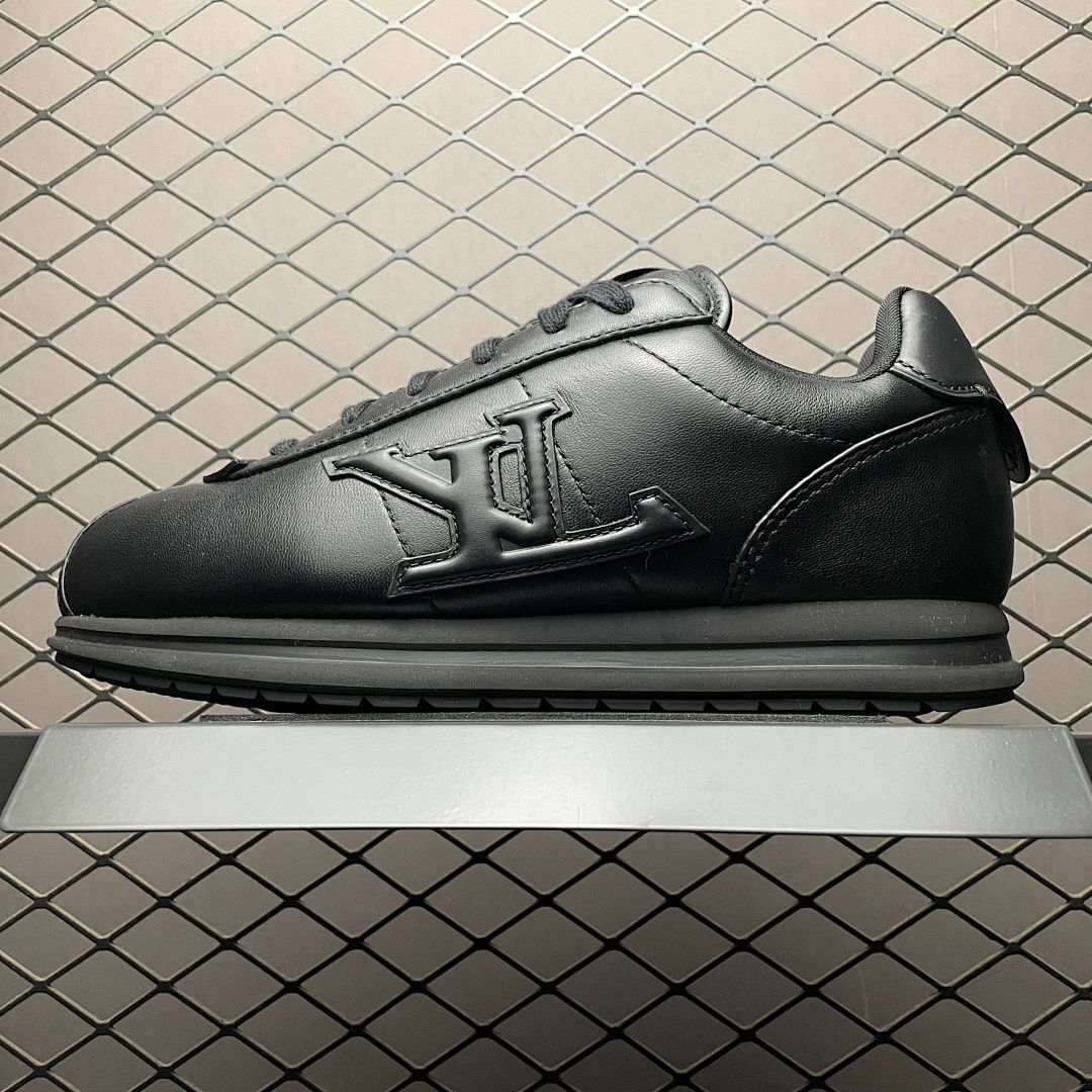 Louis Vuitton LV Runner Monogram Embossed Black Leather Low-Top Sneakers