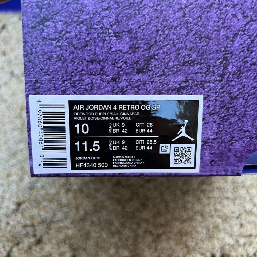 Air Jordan 4 Retro OG BP Purple Youth Sneakers HF4340-500