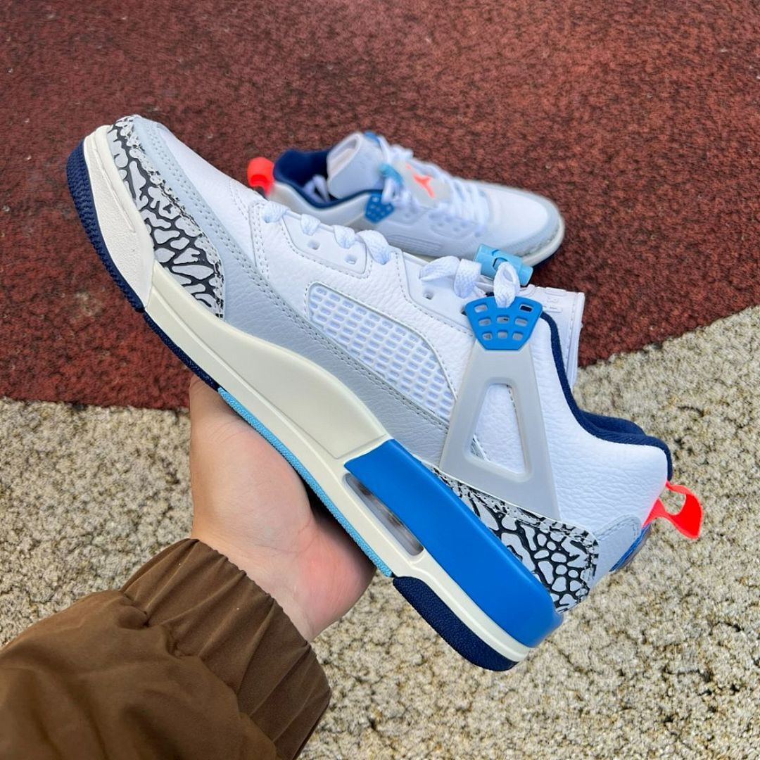 Jordan Spizike Low White Royal Blue Cement Grey Orange Peel FV1527-104 Men's Sneakers