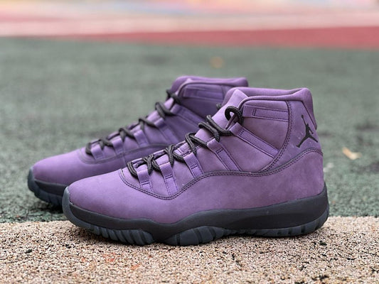 Nike Air Jordan 11 Retro PRM Heiress "Purple Rain" Suede Basketball Shoes - Purple/Black (852625-500)
