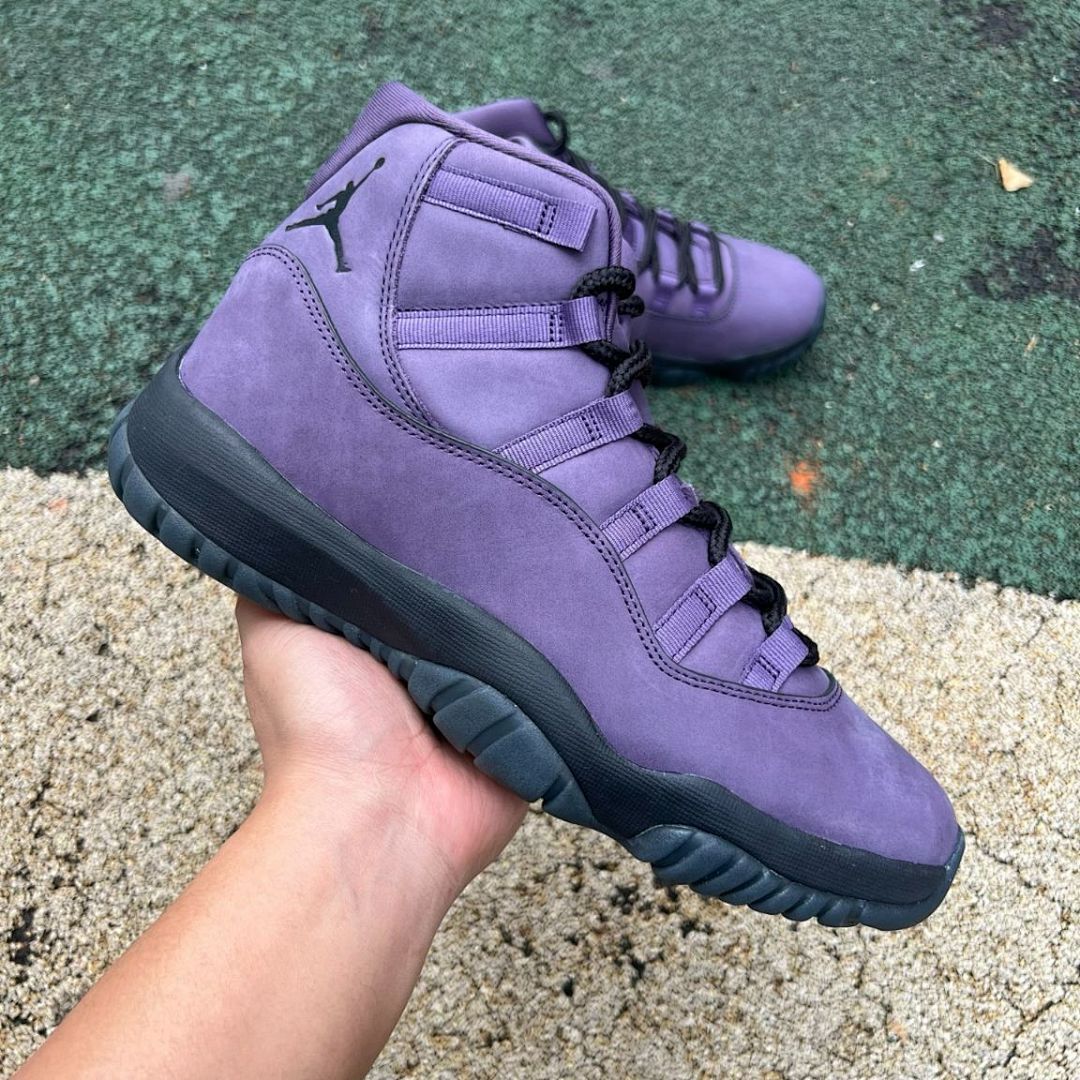 Nike Air Jordan 11 Retro PRM Heiress "Purple Rain" Suede Basketball Shoes - Purple/Black (852625-500)