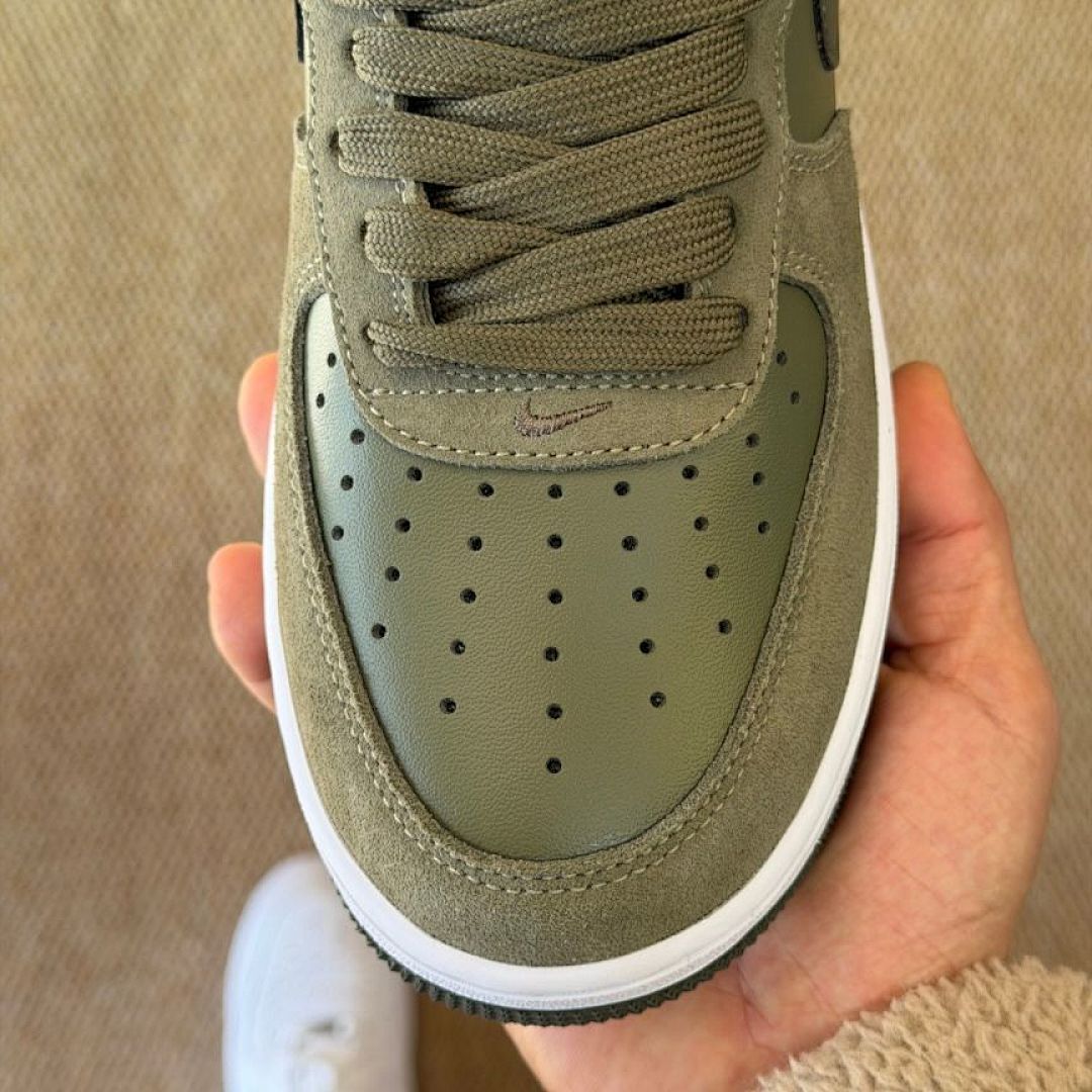Nike Air Force 1 '07 Low Sequoia Cargo Khaki Olive Green Suede Sneakers AA4083-300