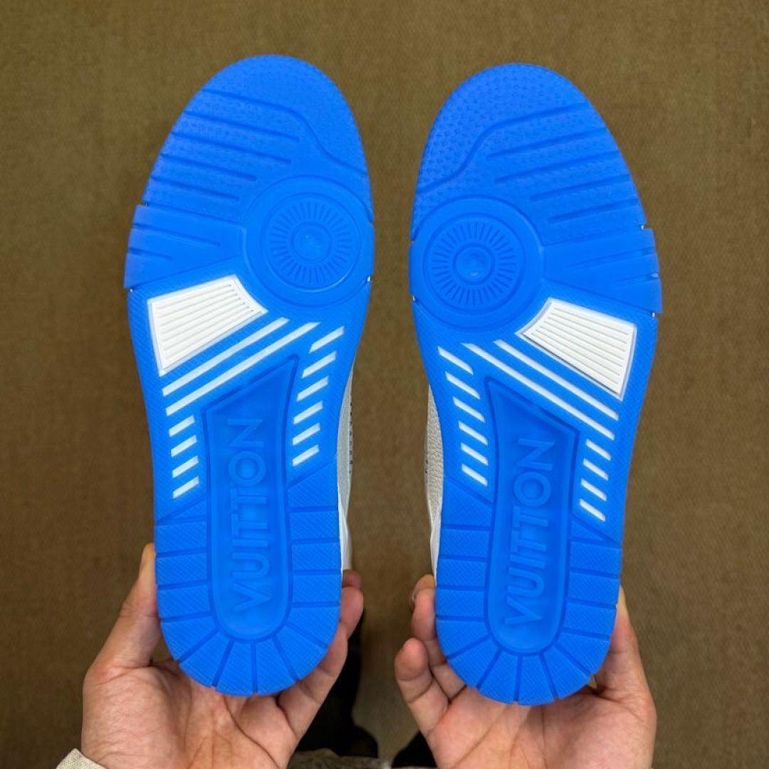 Louis Vuitton LV Trainer Sneaker 1A9FHW White Blue Men's Luxury Designer Shoes