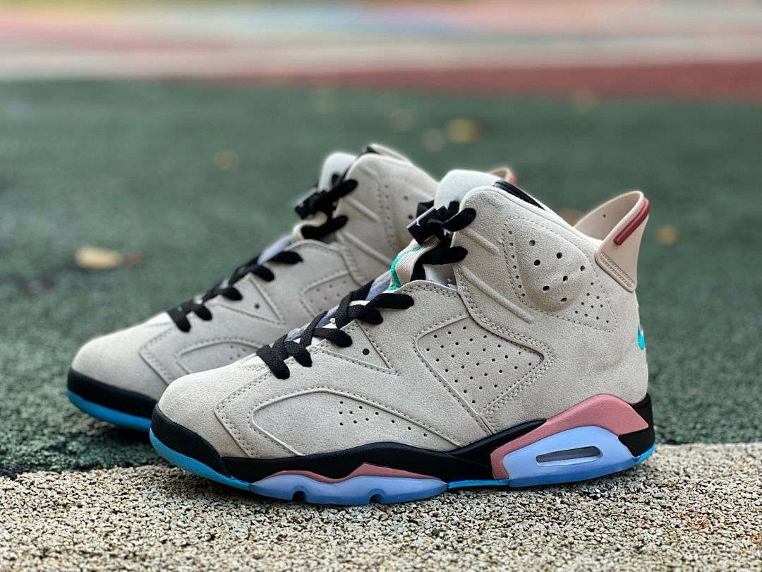 Nike Air Jordan 6 Retro GS 'Floral' Desert Pink Black Diffused Blue Coral Chalk FB1231-100