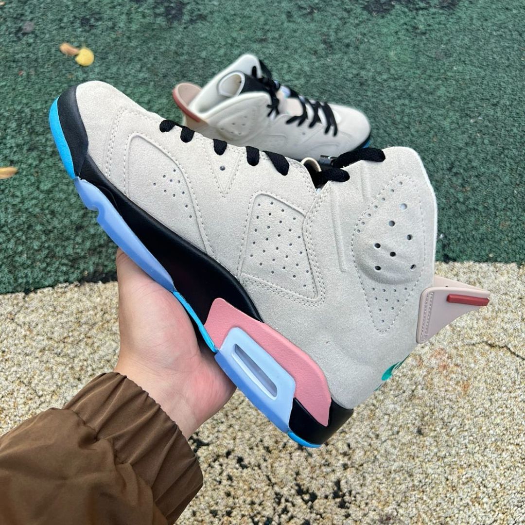Nike Air Jordan 6 Retro GS 'Floral' Desert Pink Black Diffused Blue Coral Chalk FB1231-100