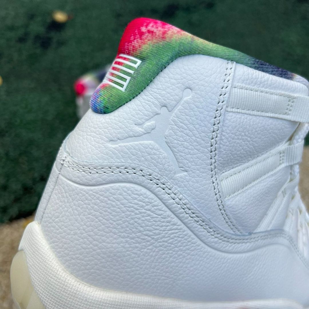 Air Jordan 11 Retro GS Multi-Color White Rainbow Tie-Dye Sneakers (BQ0710-143)