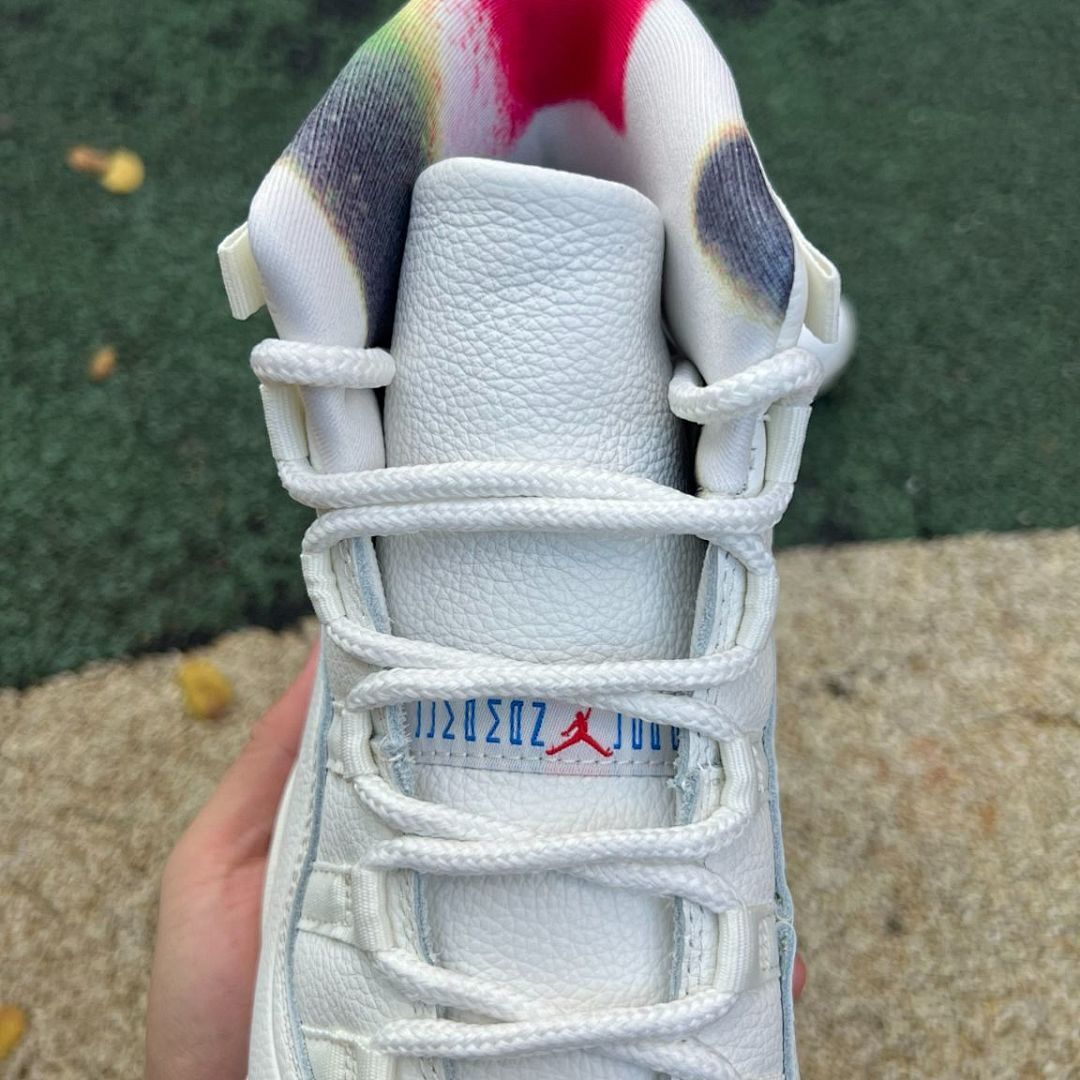Air Jordan 11 Retro GS Multi-Color White Rainbow Tie-Dye Sneakers (BQ0710-143)
