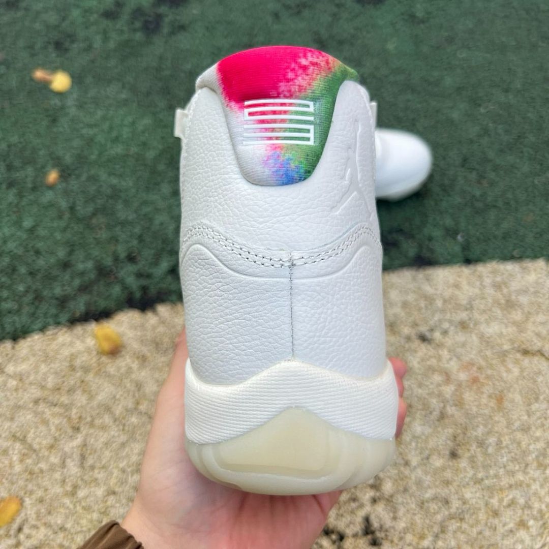 Air Jordan 11 Retro GS Multi-Color White Rainbow Tie-Dye Sneakers (BQ0710-143)