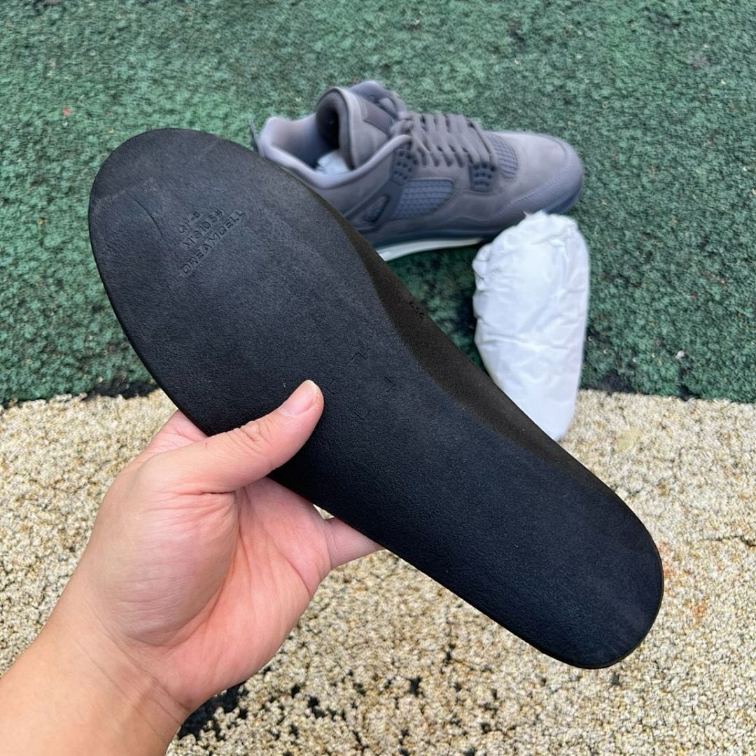 Air Jordan 4 Retro Dark Grey Suede Mini Swoosh Toe Sneakers