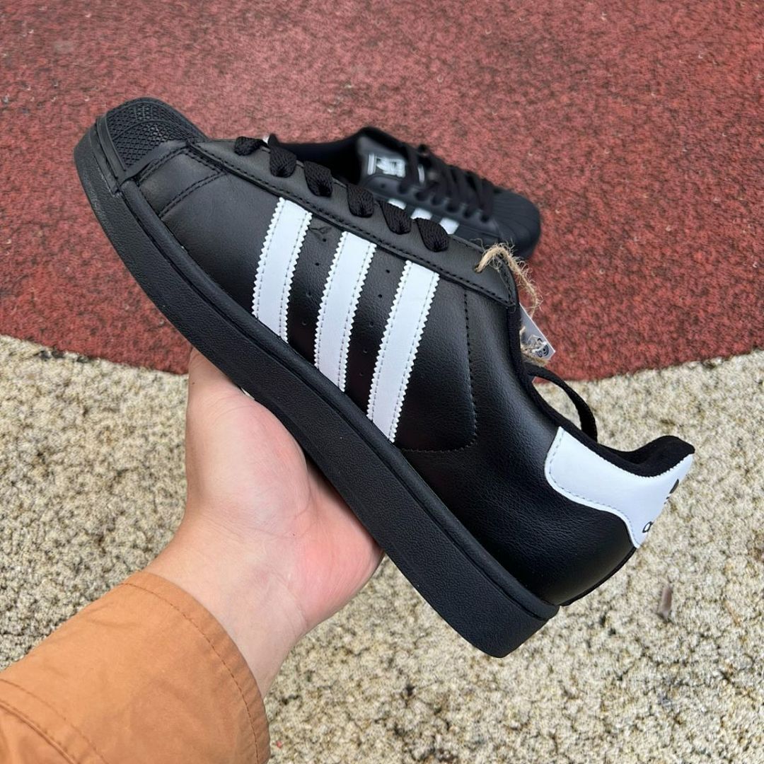 Adidas Superstar Black White Shell Toe Sneakers Black Sole