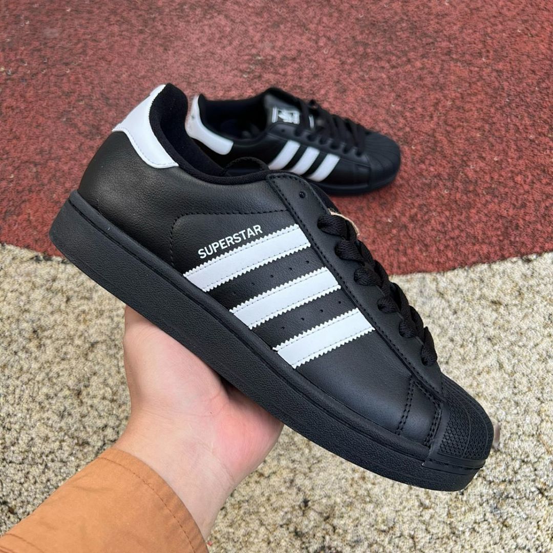 Adidas Superstar Black White Shell Toe Sneakers Black Sole