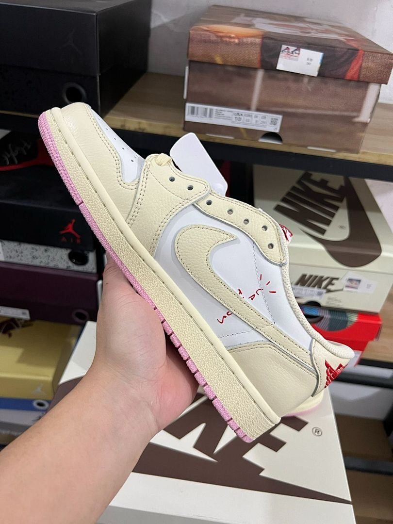 Nike Air Jordan 1 Low OG Travis Scott Sail Pink White Sneakers
