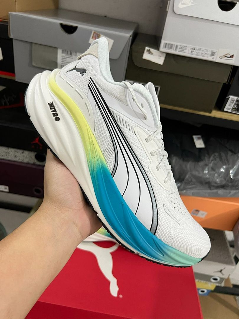 Puma Deviate Nitro 2 Men's Running Shoes White Blue Glimmer Multi-color 376918-05