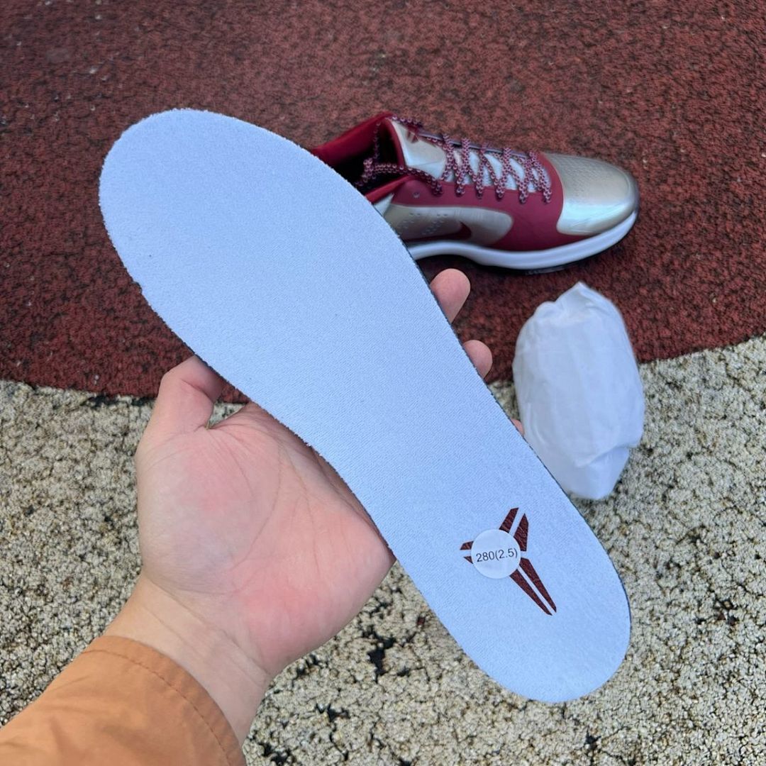 Nike Zoom Kobe 5 V Protro Metallic Silver Maroon White Basketball Shoes, Men's Athletic Sneakers, Kobe Bryant Footwear