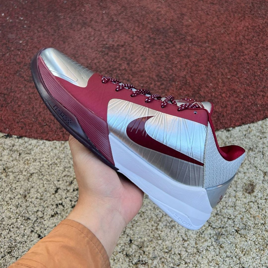 Nike Zoom Kobe 5 V Protro Metallic Silver Maroon White Basketball Shoes, Men's Athletic Sneakers, Kobe Bryant Footwear
