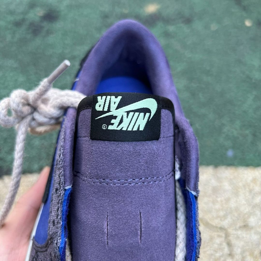 Nike Air Jordan 1 Low Ghost Purple Stitched Skull Patch Sneakers