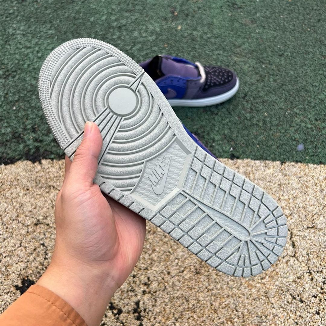 Nike Air Jordan 1 Low Ghost Purple Stitched Skull Patch Sneakers