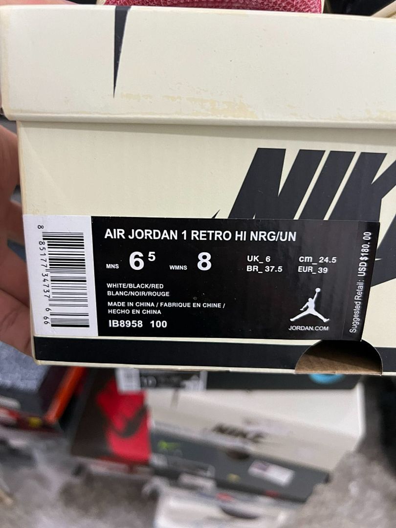 Fragment Design x Travis Scott x Air Jordan 1 High OG Black Sail Red Sample