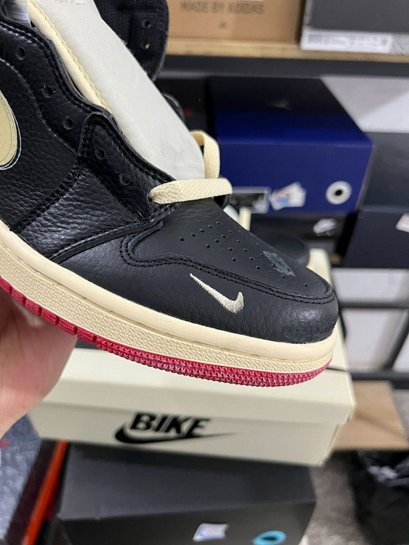 Fragment Design x Travis Scott x Air Jordan 1 High OG Black Sail Red Sample
