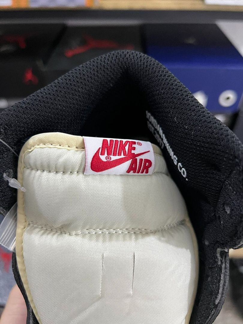 Fragment Design x Travis Scott x Air Jordan 1 High OG Black Sail Red Sample