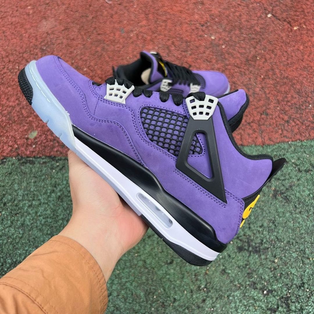 Women's Nike Air Jordan 4 Retro "Canyon Purple" Black Suede Sneakers AQ9129-500