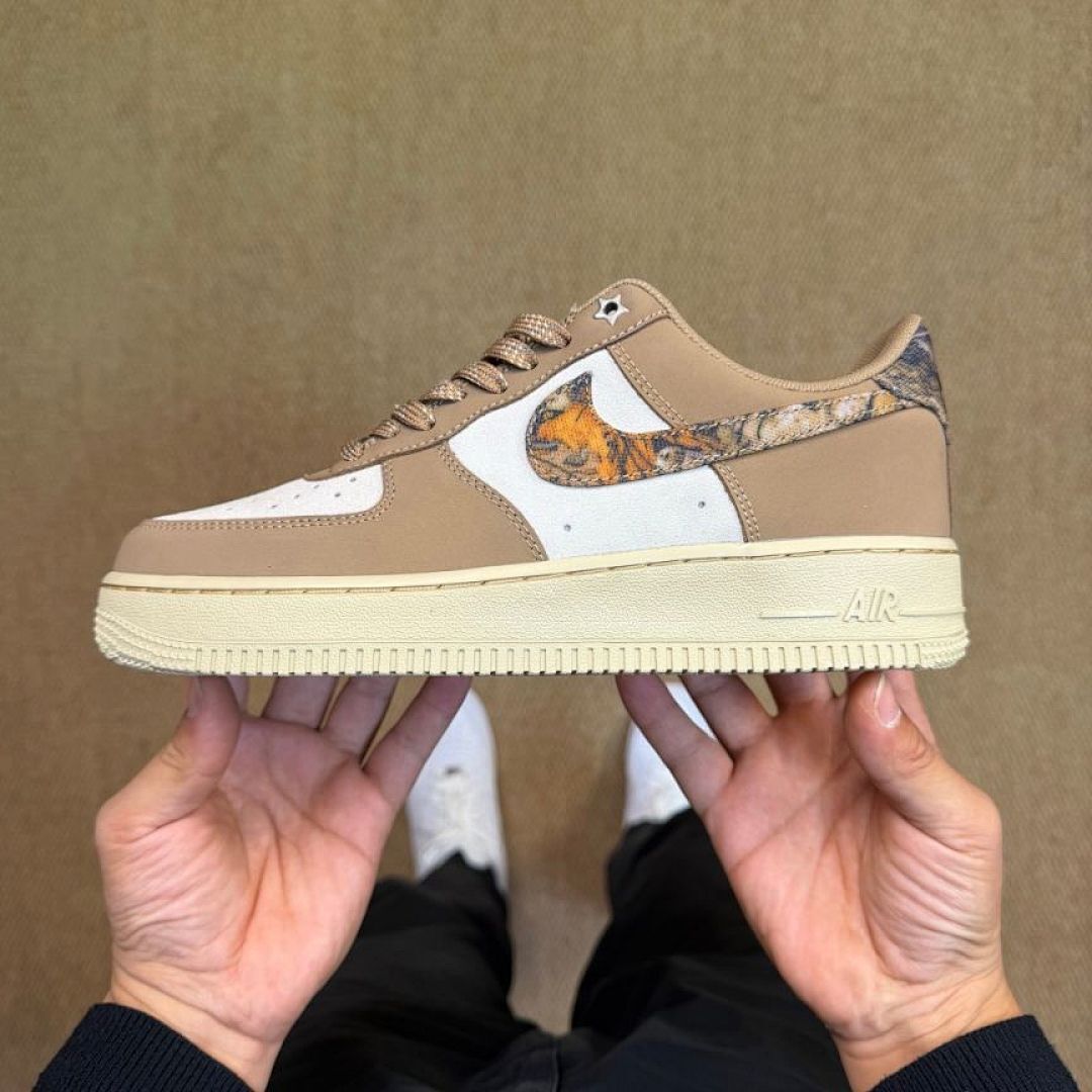 Nike Air Force 1 Low 'Forest' Tree Bark Camo Swoosh Sail Khaki Medium Olive White DR0147-100