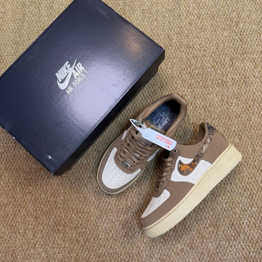 Nike Air Force 1 Low 'Forest' Tree Bark Camo Swoosh Sail Khaki Medium Olive White DR0147-100