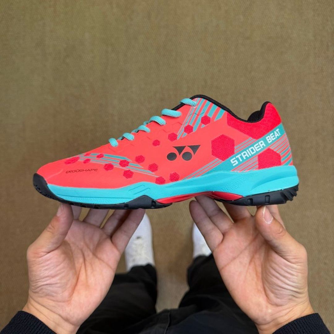 Yonex Strider Beat Badminton Shoes - Coral Red Aqua Blue ERGOSHAPE