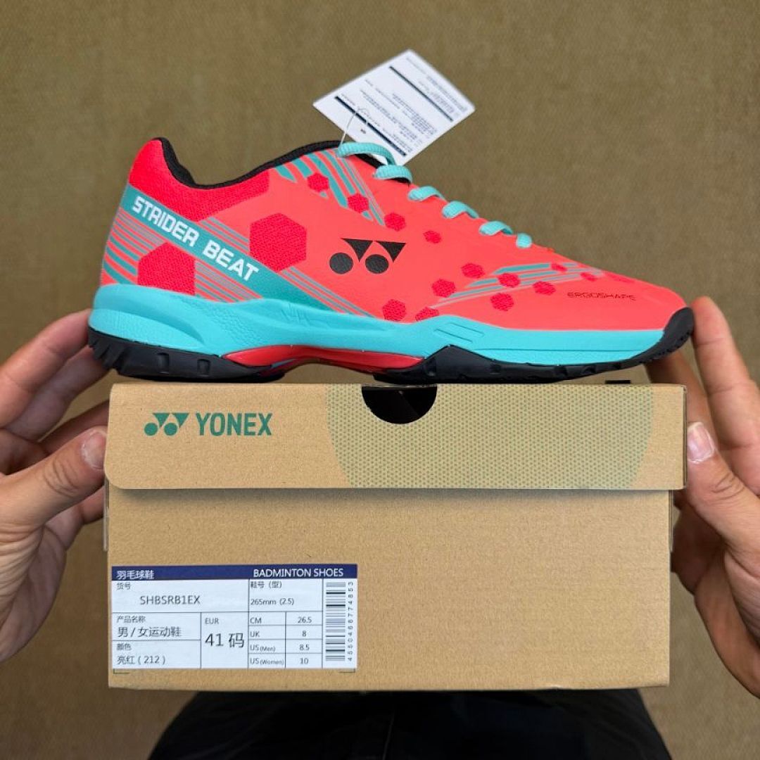 Yonex Strider Beat Badminton Shoes - Coral Red Aqua Blue ERGOSHAPE