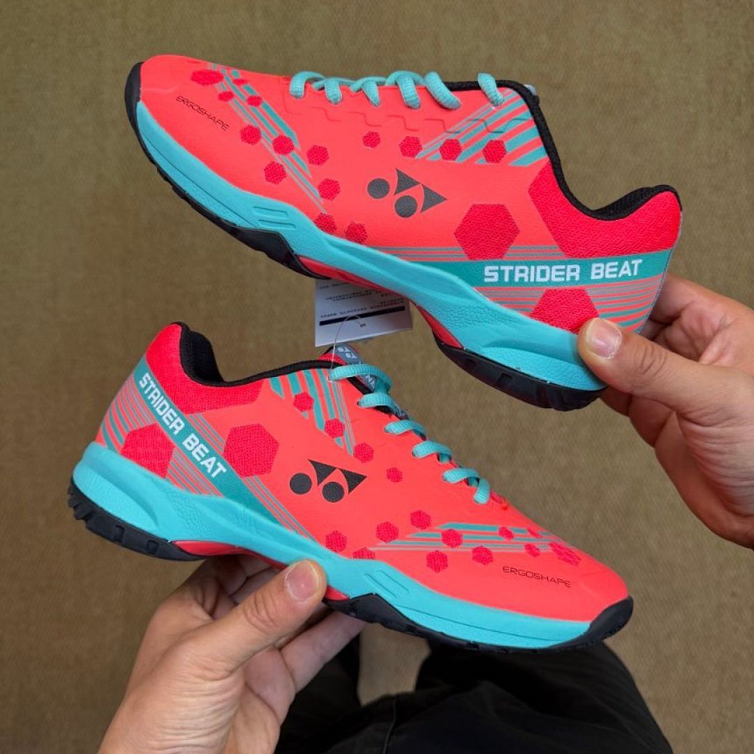 Yonex Strider Beat Badminton Shoes - Coral Red Aqua Blue ERGOSHAPE