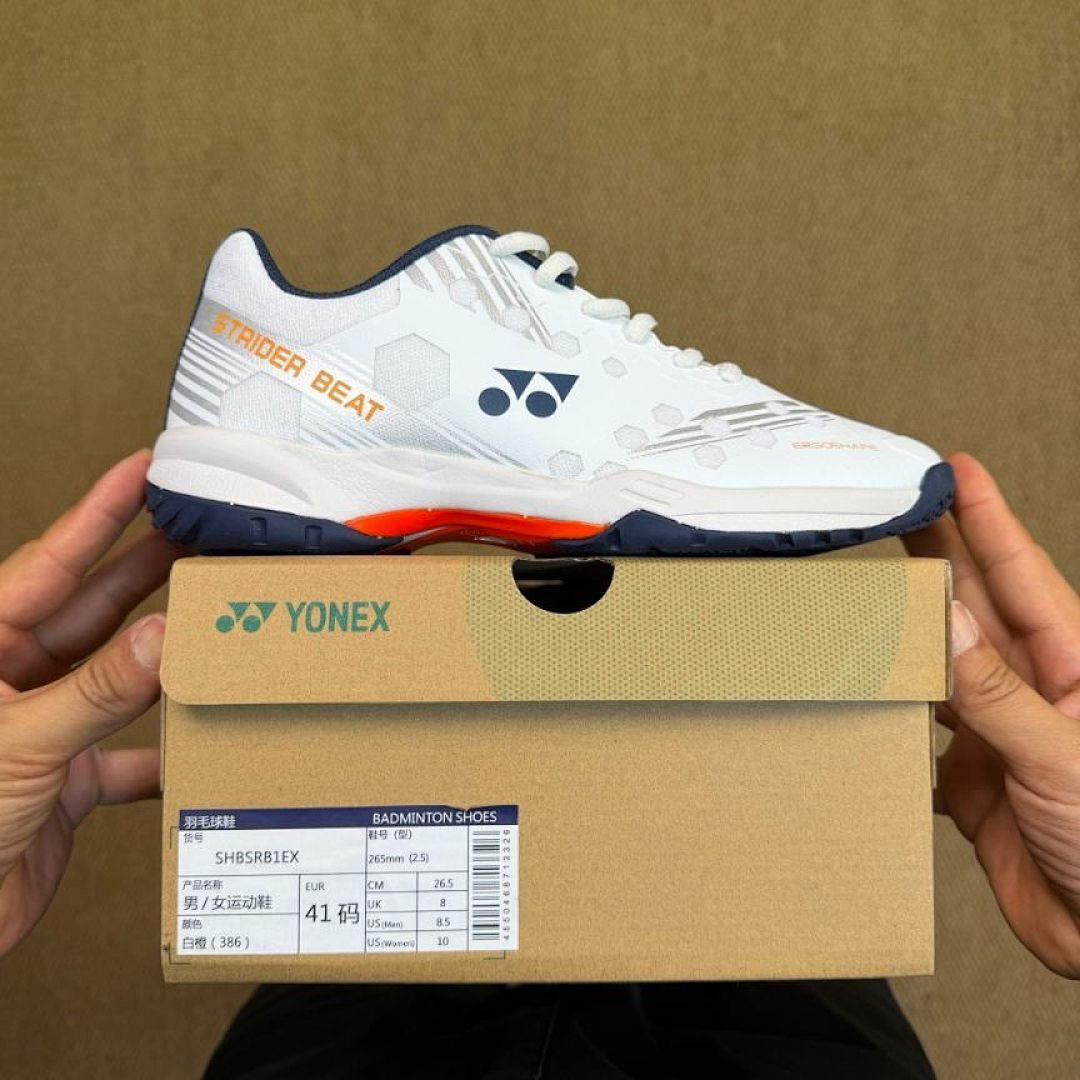 Yonex Strider Beat Badminton Shoes SHB-SB2EX White Navy Orange Ergoshape Indoor Court Sports Footwear