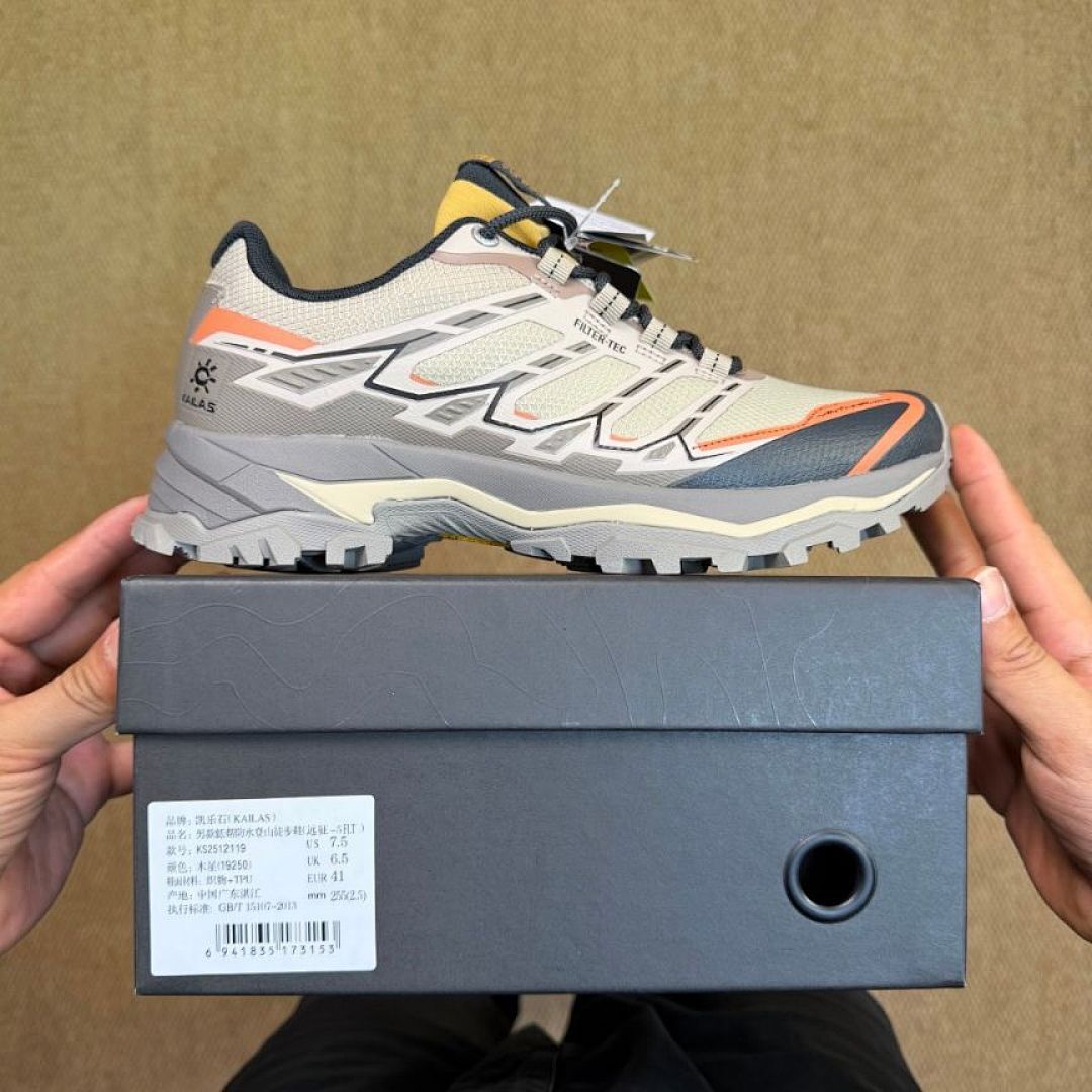 Kailas FILTER-TEC Waterproof Hiking Trail Running Shoes Men's Women's Outdoor Trekking Footwear Beige Grey Orange