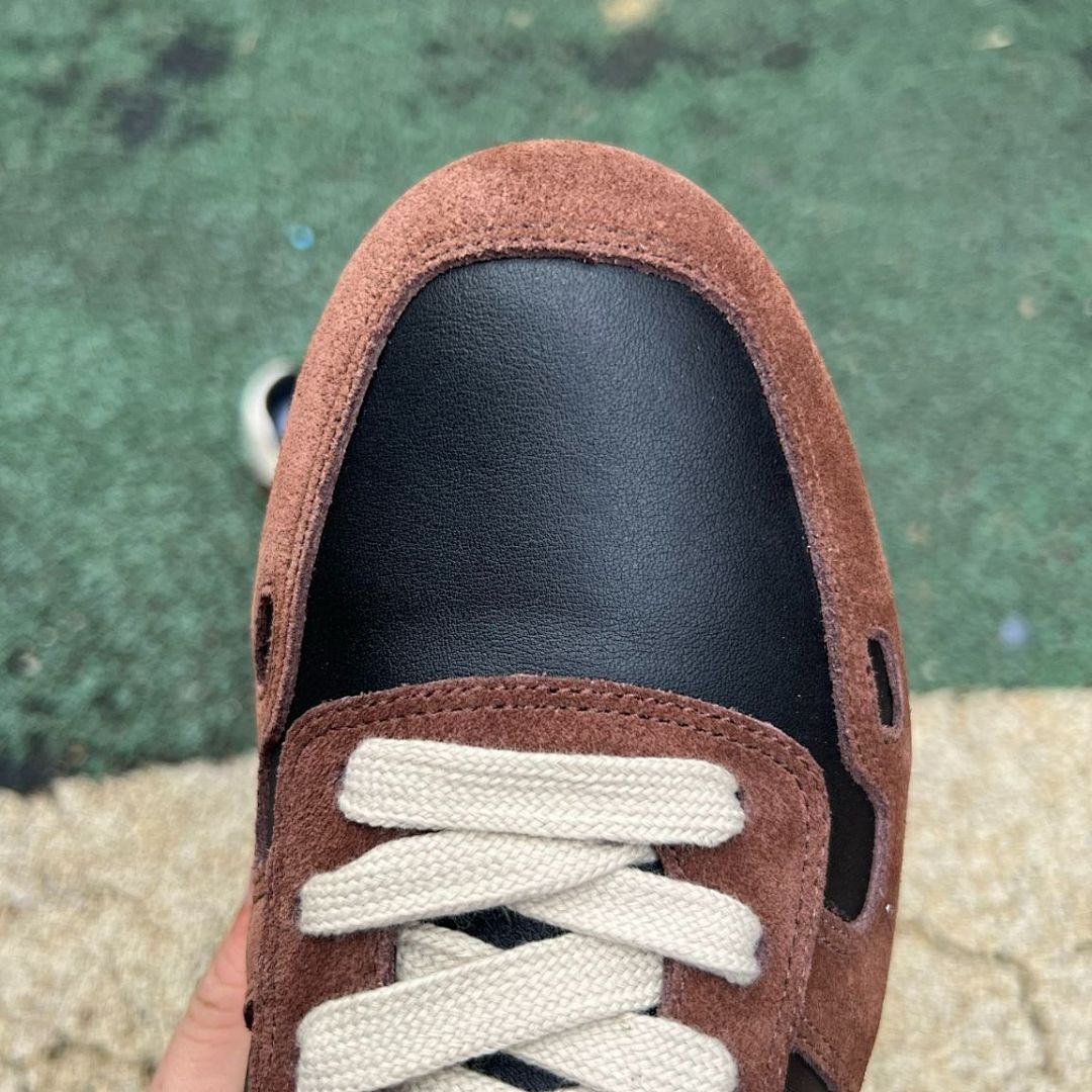 Brown Black Cream Suede Leather Low Top Casual Sneakers