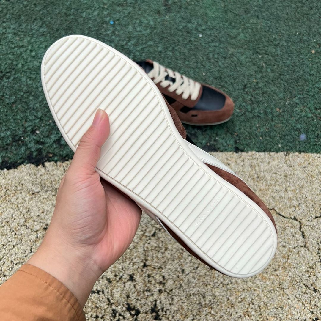 Brown Black Cream Suede Leather Low Top Casual Sneakers