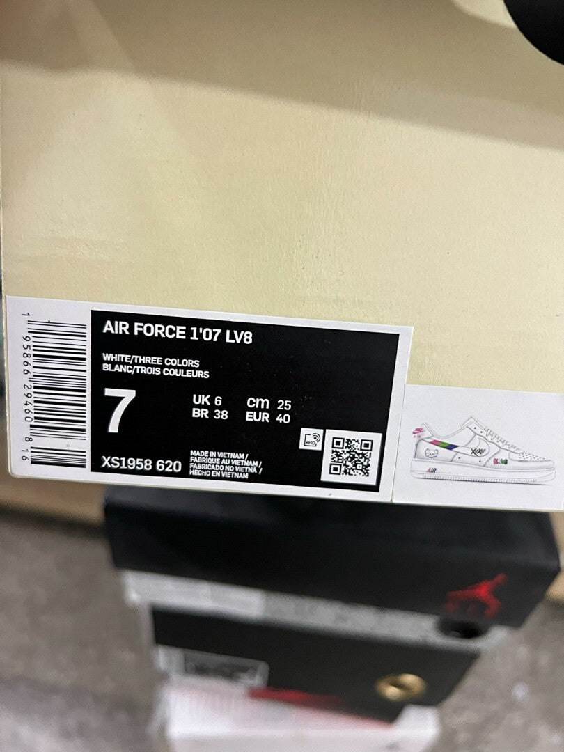 Nike Air Force 1 Low KAWS Custom White Multicolor Neon Stripes Shoes
