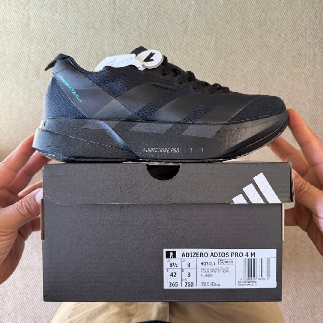 Adidas Adizero Adios Pro 4 Lightstrike Pro Carbon Plate Race Day Running Shoes - Core Black