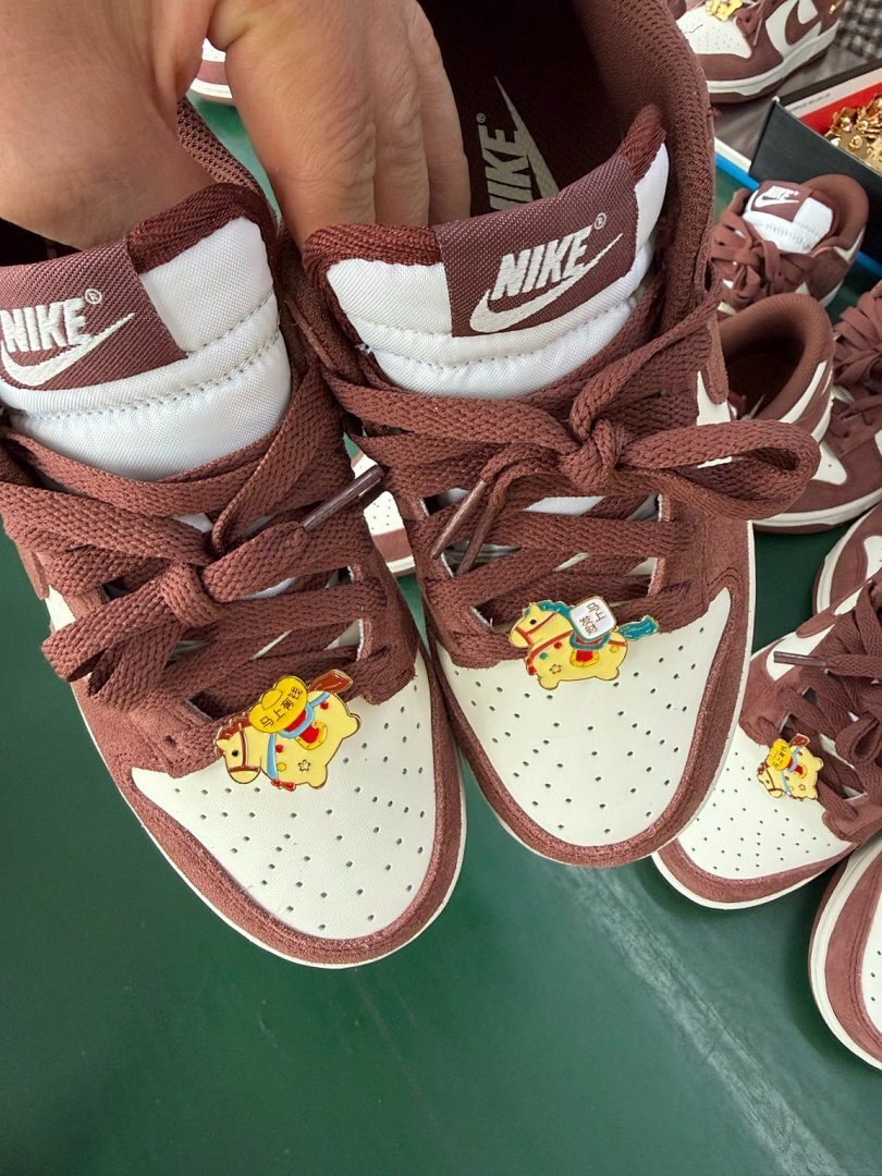 Nike Dunk Low Velvet Brown Sail Metallic Gold Mini Swoosh Premium Suede Leather Sneakers