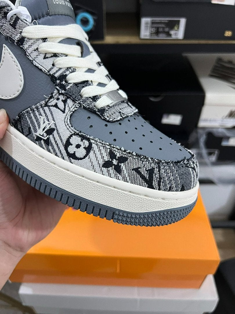 Louis Vuitton x Nike Air Force 1 Low Patchwork Grey Luxury Designer Virgil Abloh Collaboration Sneakers DQ0692