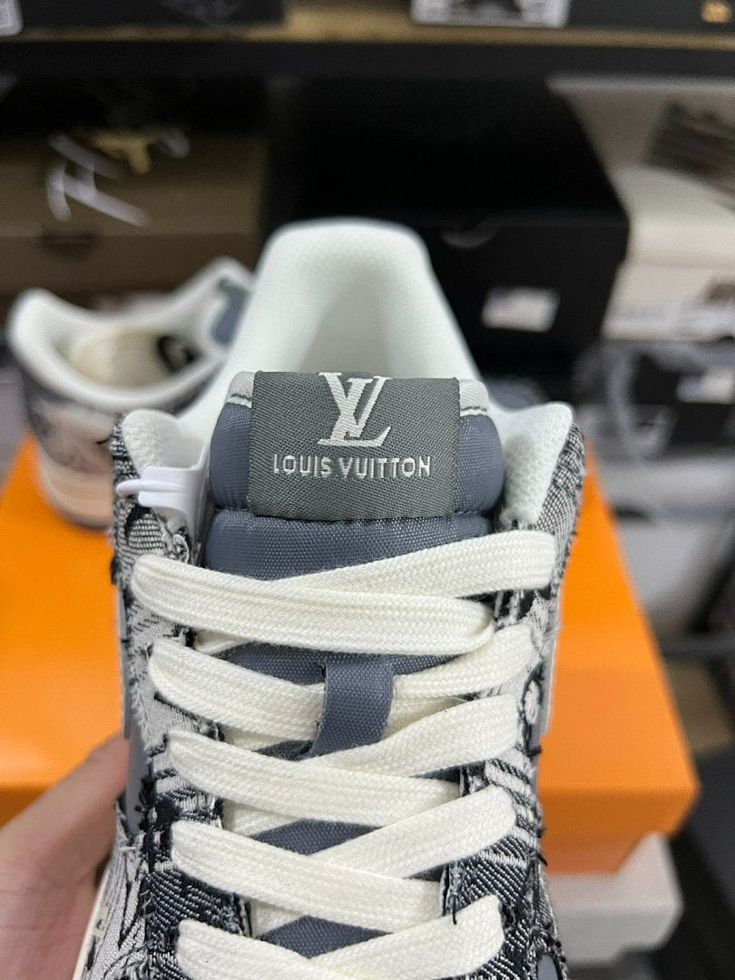 Louis Vuitton x Nike Air Force 1 Low Patchwork Grey Luxury Designer Virgil Abloh Collaboration Sneakers DQ0692