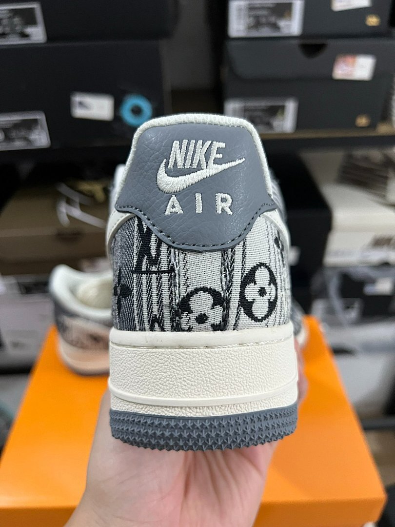 Louis Vuitton x Nike Air Force 1 Low Patchwork Grey Luxury Designer Virgil Abloh Collaboration Sneakers DQ0692