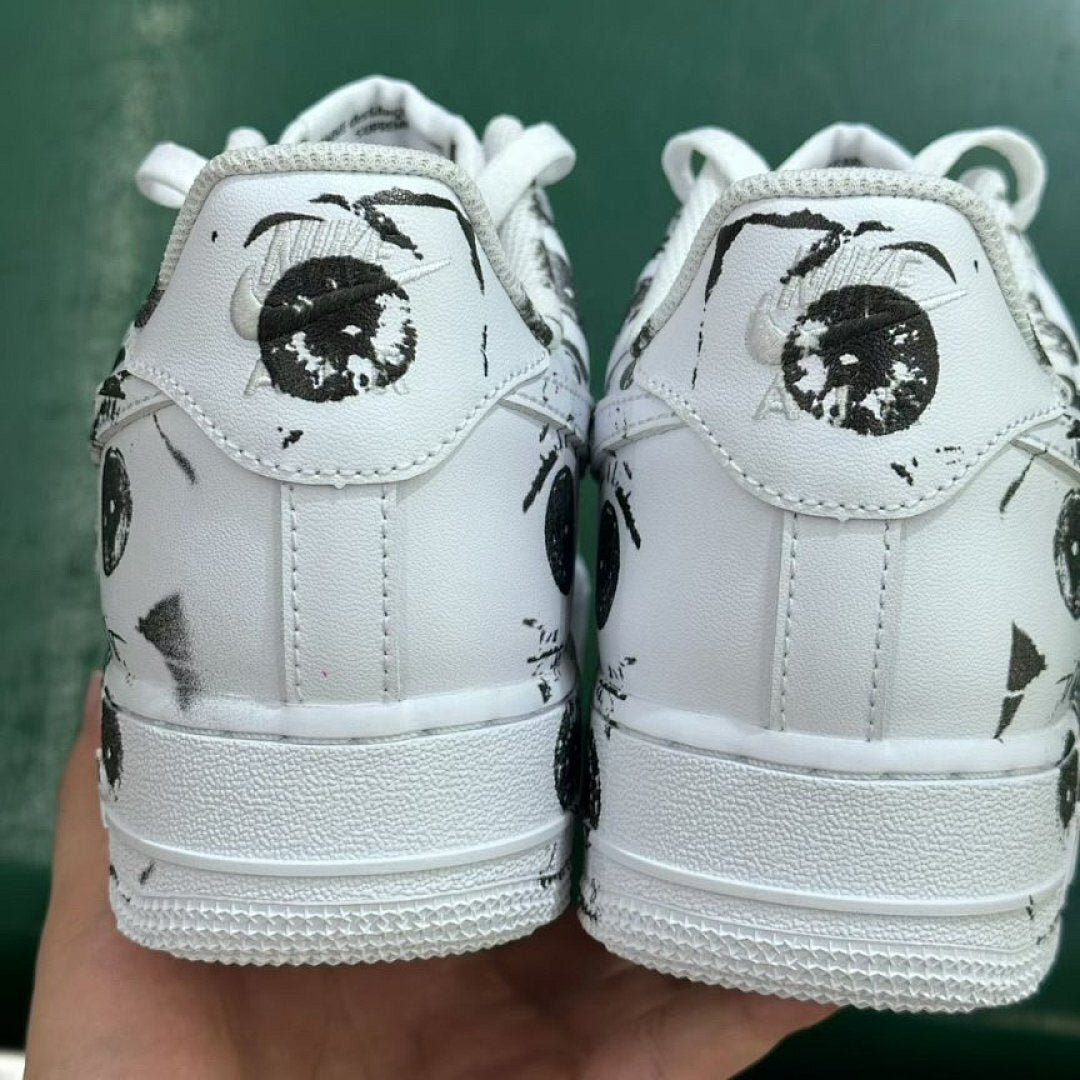 Custom Nike Air Force 1 Low '07 White Black Eyeball Print Sneakers AF1 Unique Eye Design