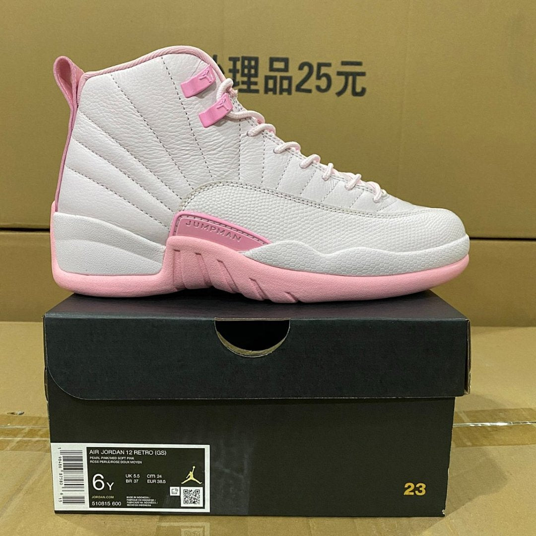 Nike Air Jordan 12 Retro GS Pearl Pink Soft Pink Grade School Sneakers 510815 600