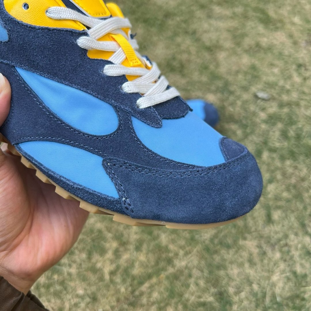 Fila Racer Retro Running Shoes Navy Blue Light Blue Yellow Gum Sole