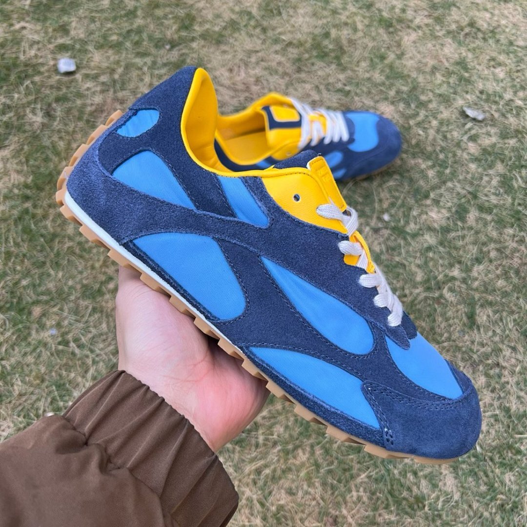 Fila Racer Retro Running Shoes Navy Blue Light Blue Yellow Gum Sole