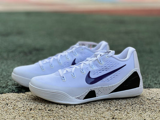 Nike Kobe 9 EM Low "Court Purple" White Black Speckled Basketball Shoes Men's Sneakers 646701-100