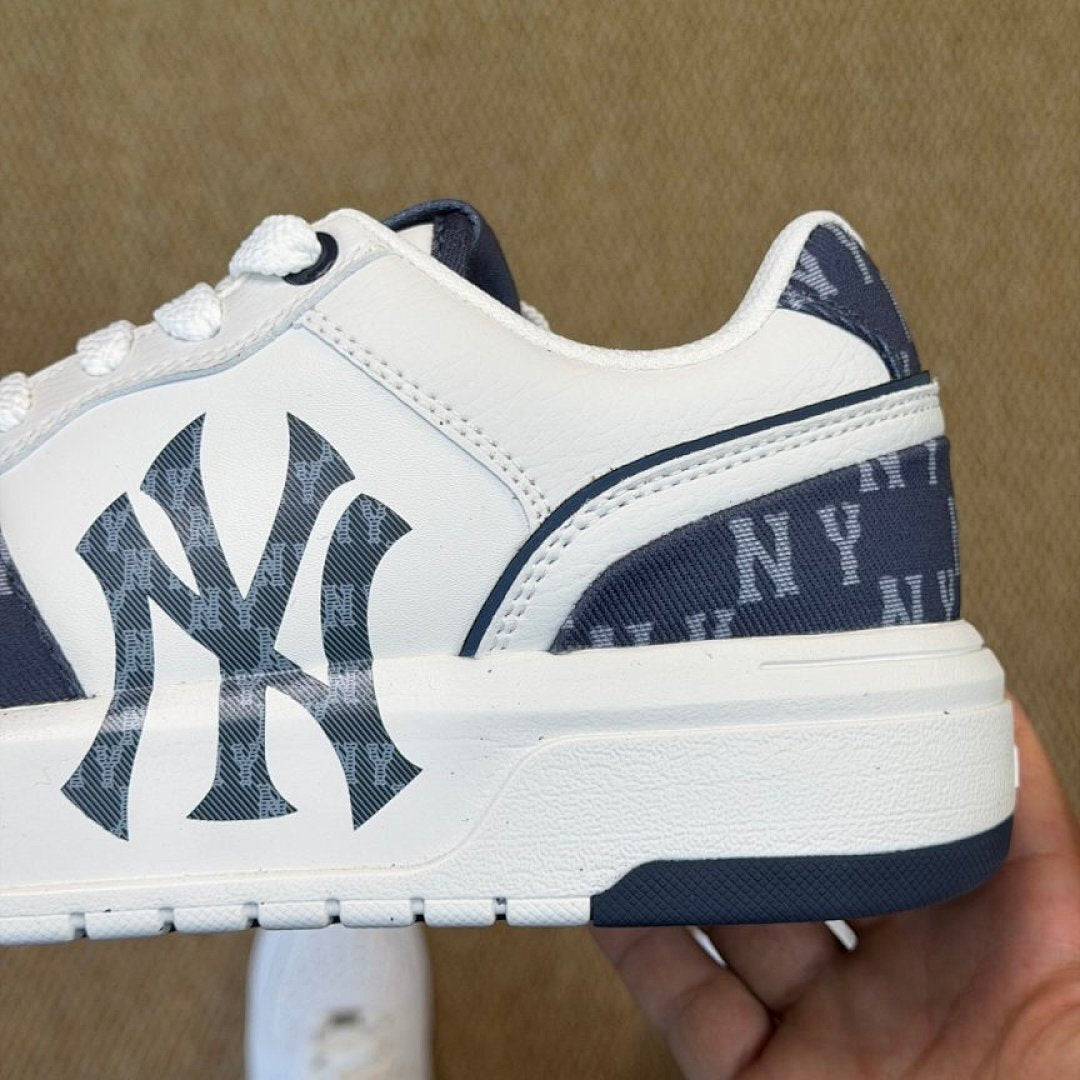 MLB New York Yankees Monogram Low Top Platform Sneakers White Navy