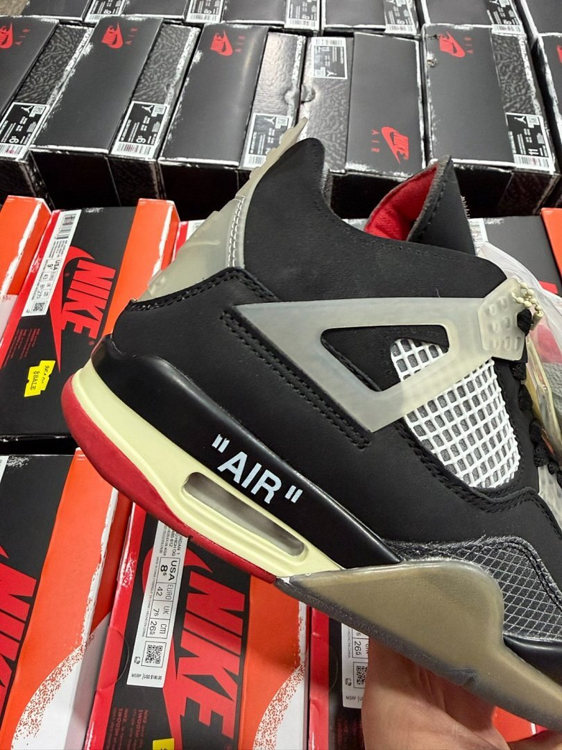 Off-White Air Jordan 4 Bred Black Red