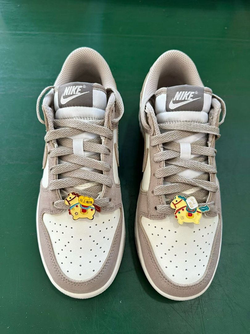 Nike Dunk Low 'Light Orewood Brown' Gold Mini Swoosh Sneakers FD0793-100
