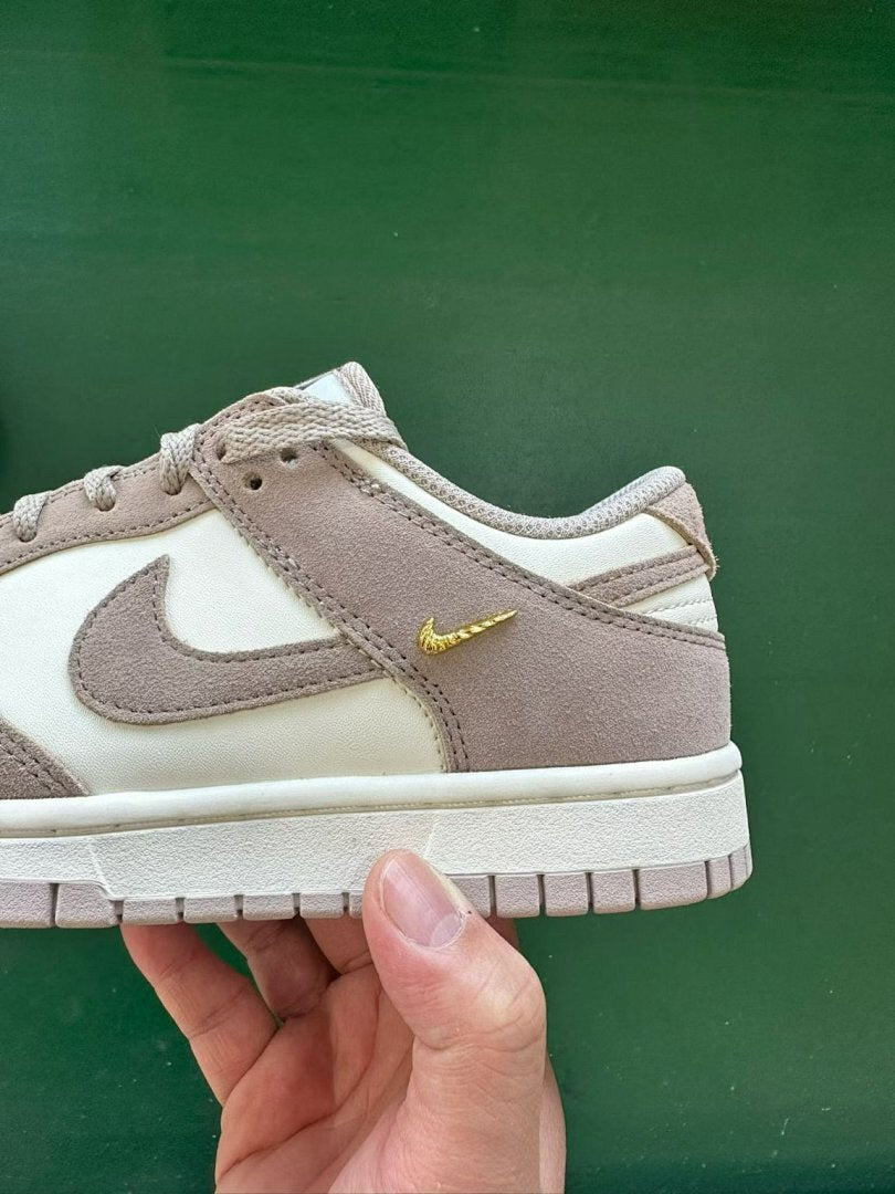 Nike Dunk Low 'Light Orewood Brown' Gold Mini Swoosh Sneakers FD0793-100